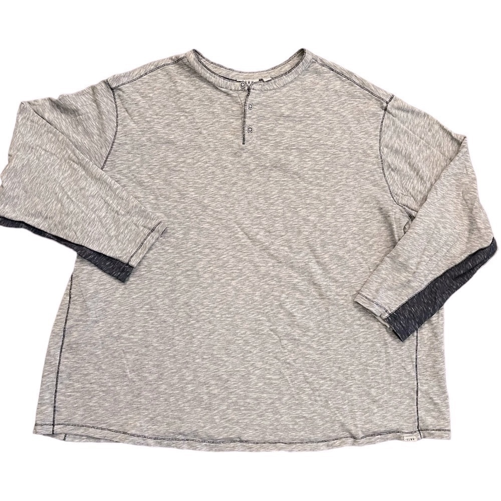 ROWM Long Sleeve Shirt Henley‎ Big & Tall Mens Sz 4XB Heathered Blue Cotton Soft